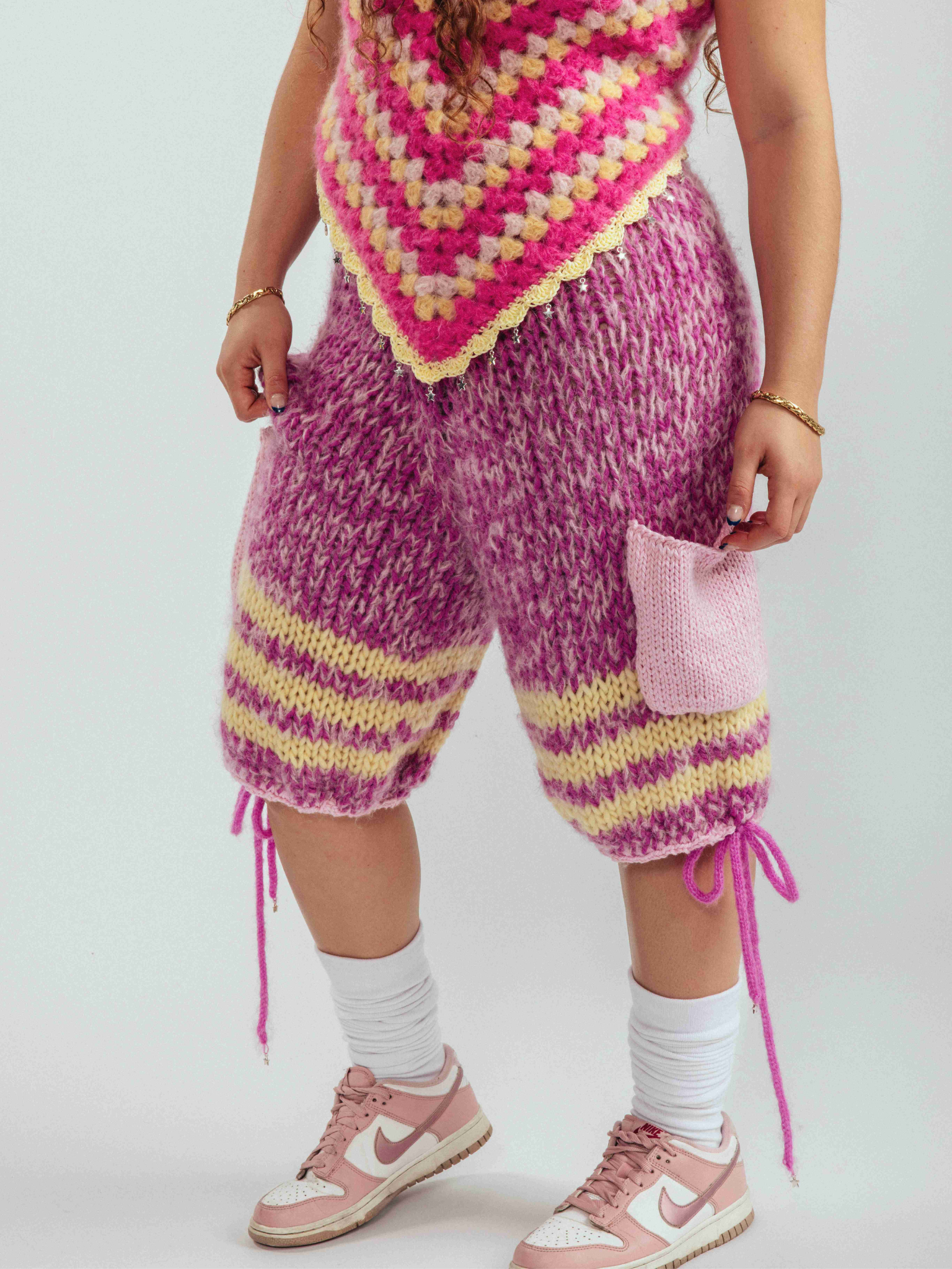 'Pensive in Pink' Cargo Knit Shorts