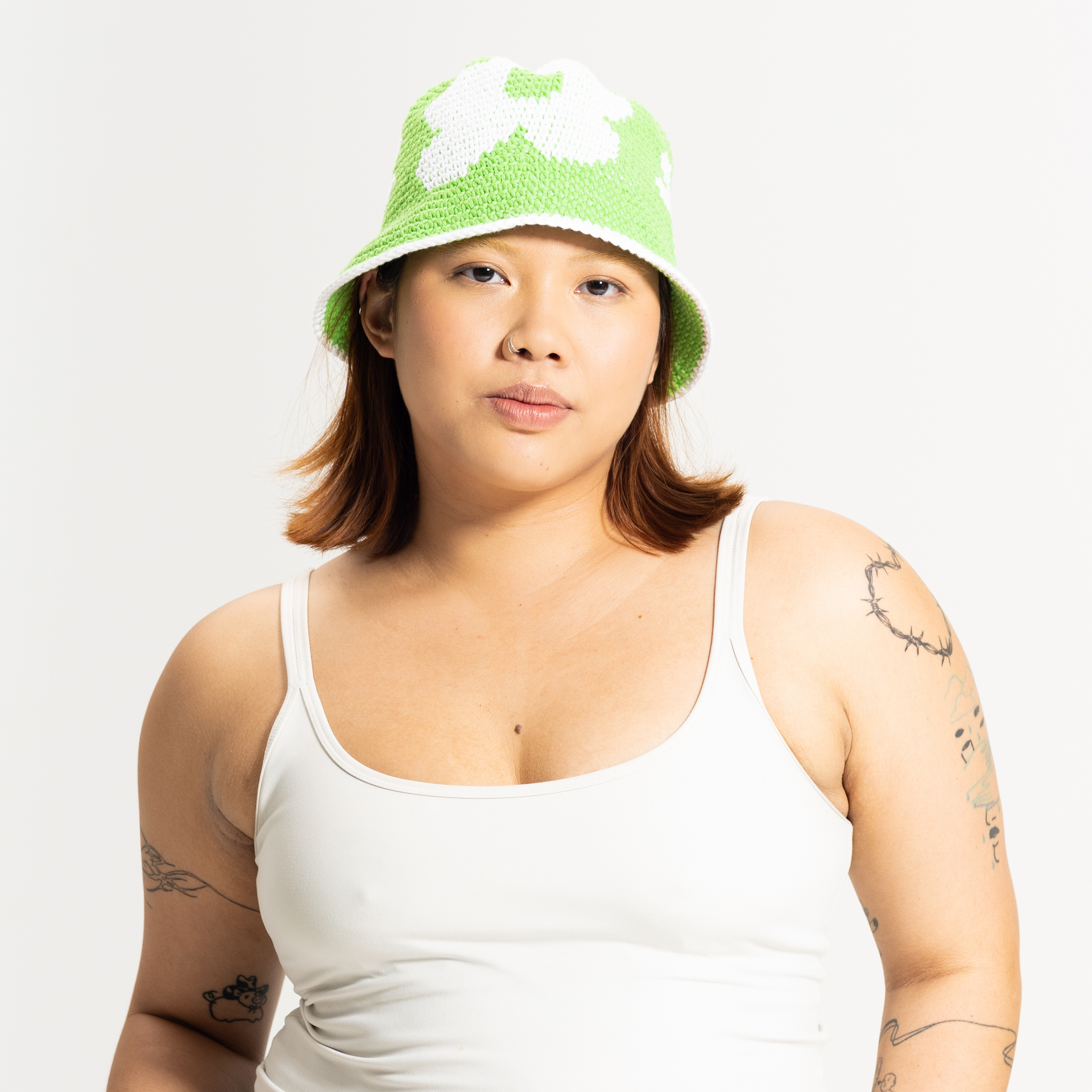 'Classy Grassy' Flower Crochet Bucket Hat