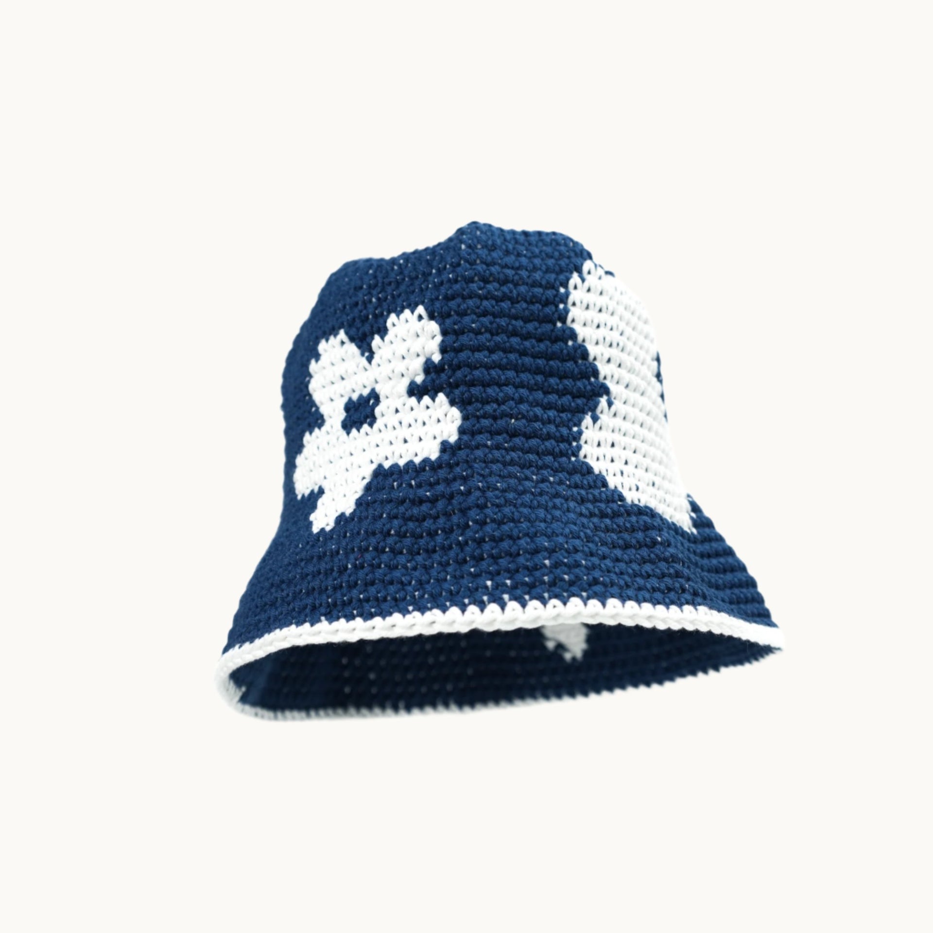 Navy Flower Bucket Hat