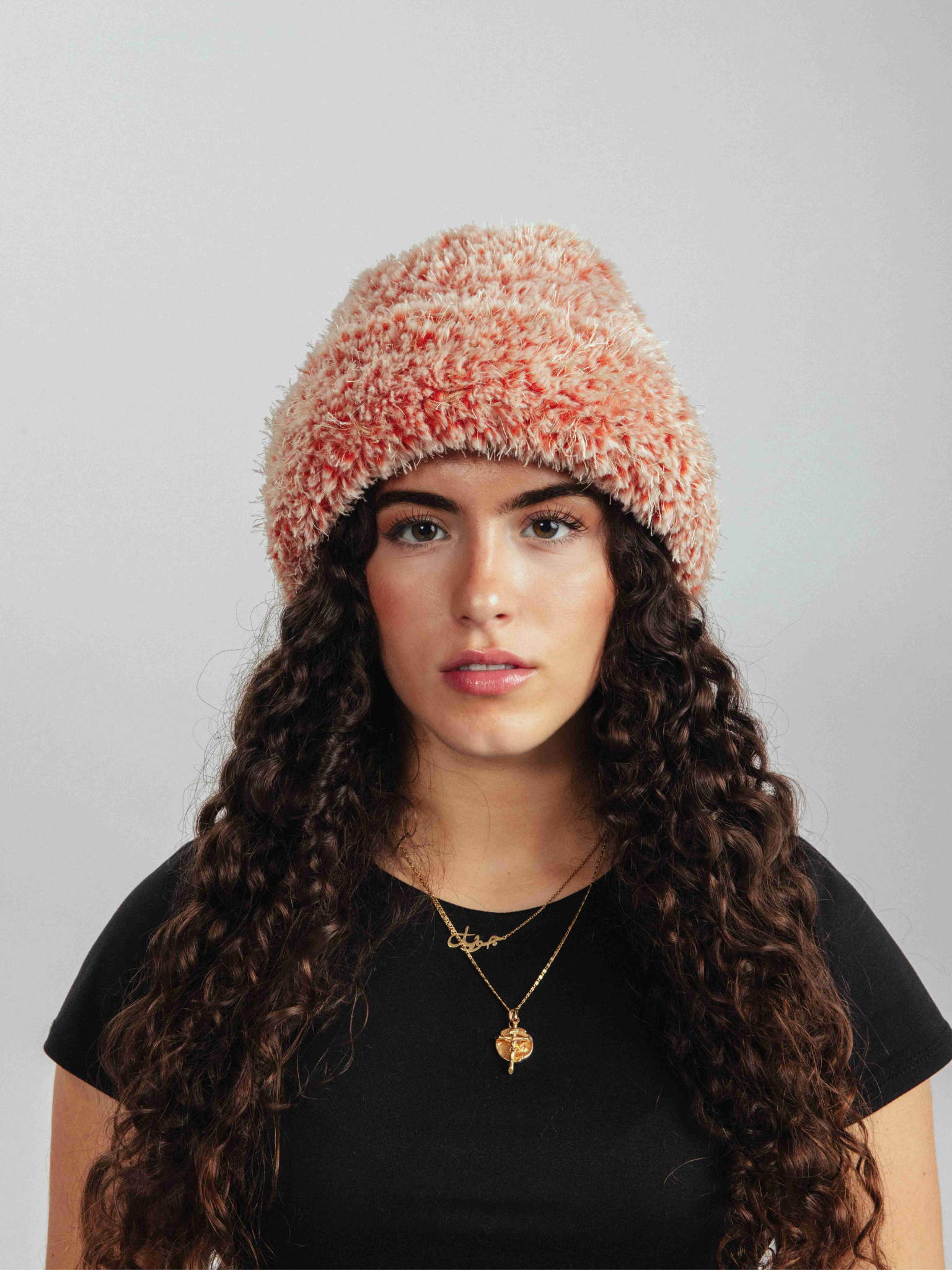 Red Sprinkly Fuzzy Crochet Hat