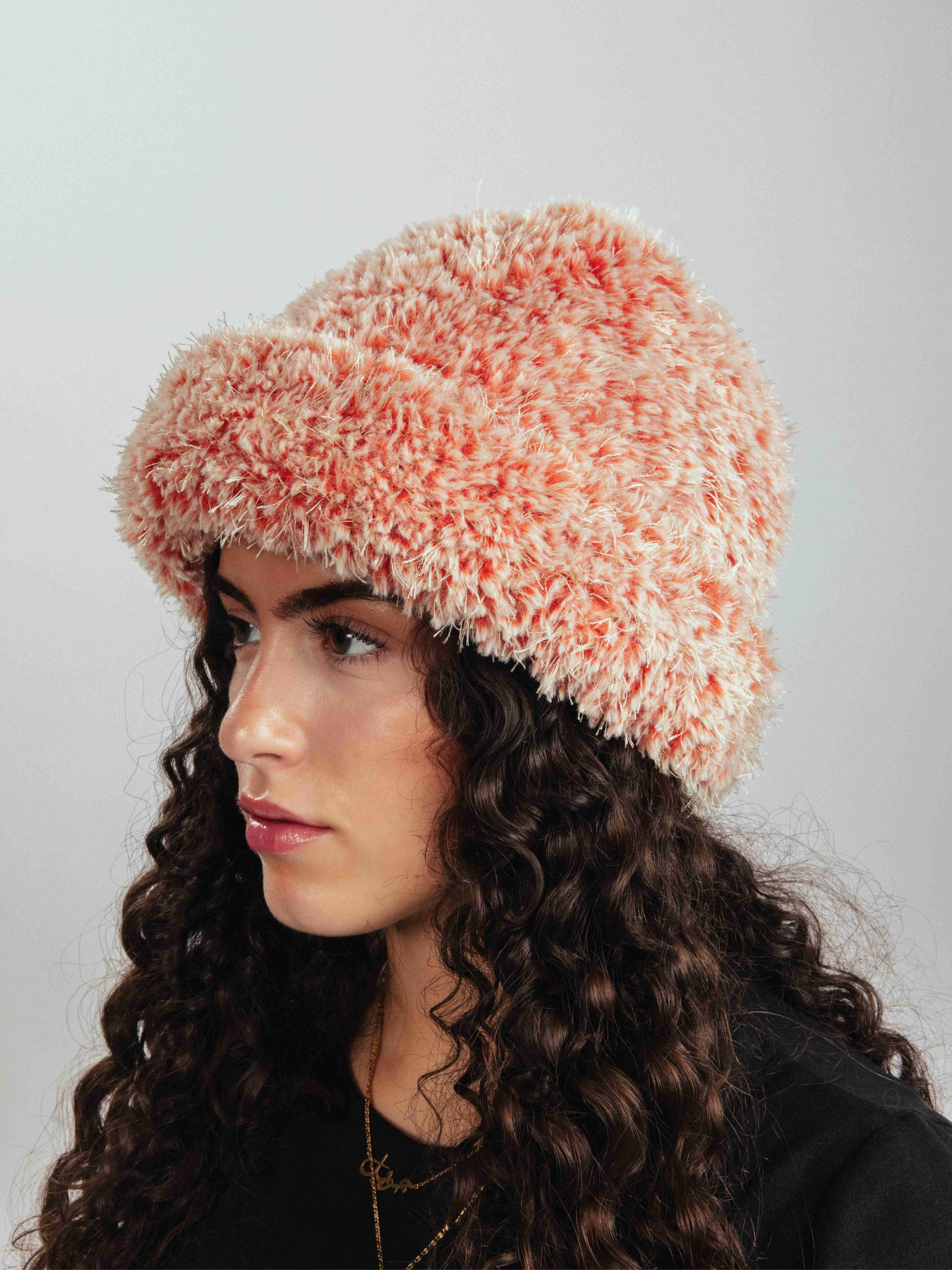 Red Sprinkly Fuzzy Crochet Hat